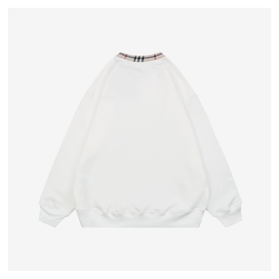 BBry Plaid Collar Logo Embroidered Crewneck Sweatshirt White Back side