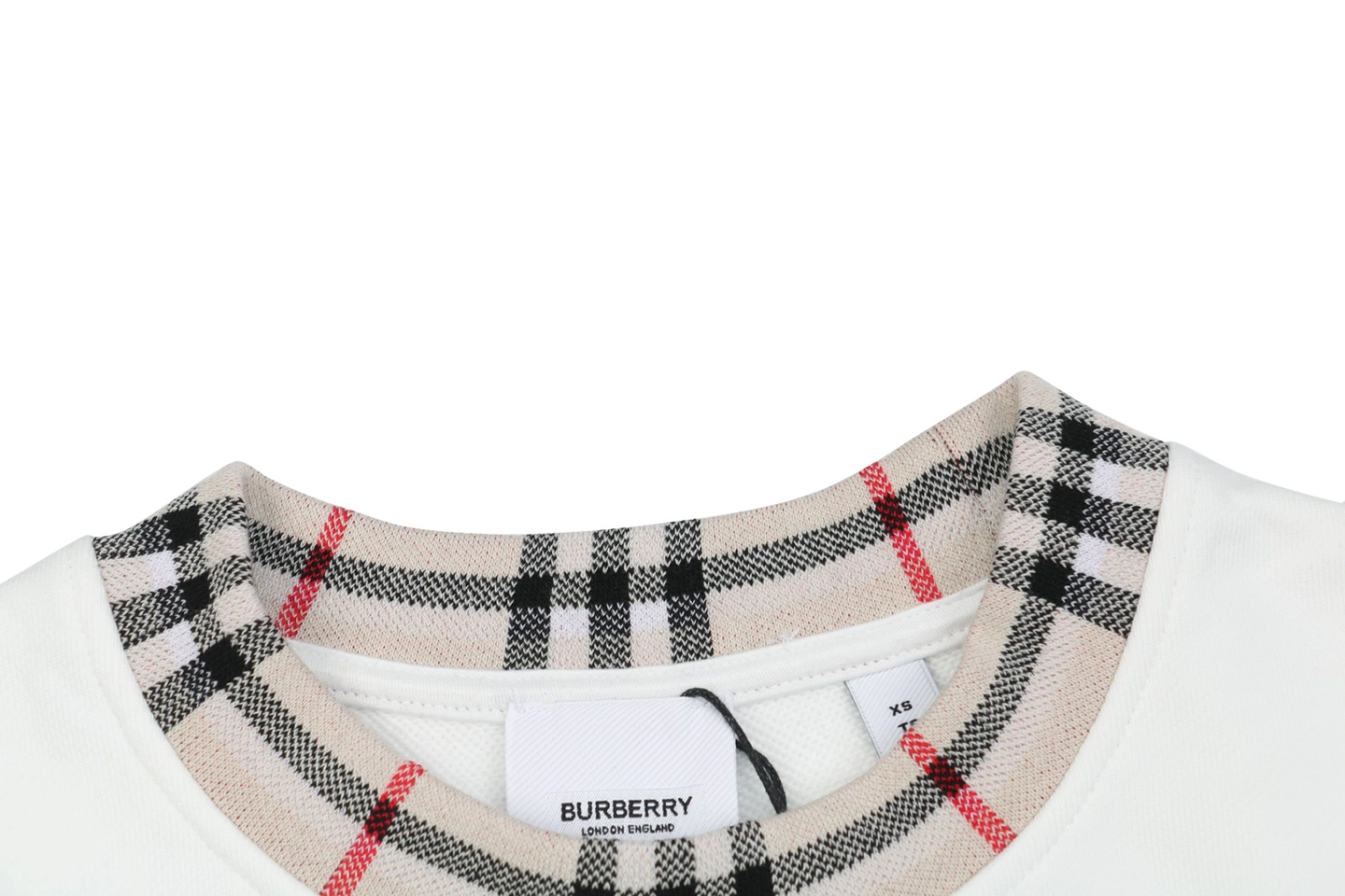 BBry Plaid Collar Logo Embroidered Crewneck Sweatshirt Neckline