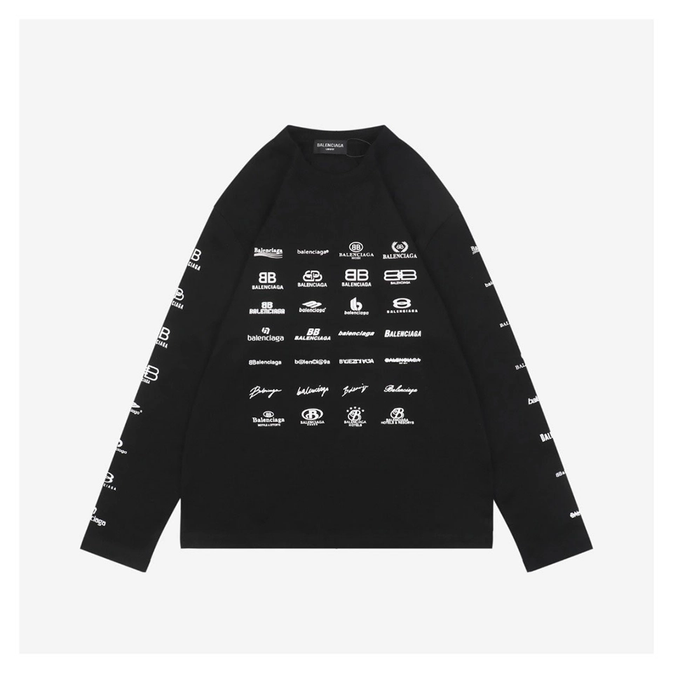Balenciaga Multilogo Graphic Shirt Black