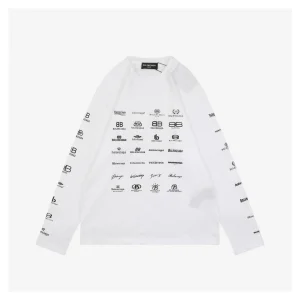 Balenciaga Multilogo Graphic Shirt White Front side