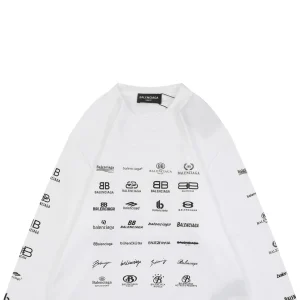 Balenciaga Multilogo Graphic Shirt White