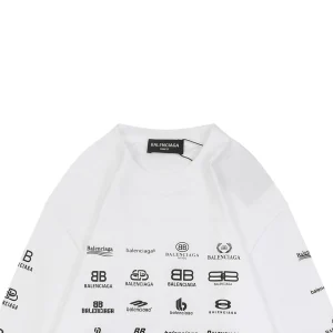 Balenciaga Multilogo Graphic Shirt White