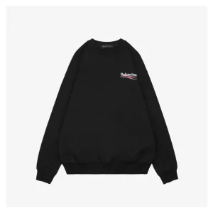 Balenciaga Political Wave Logo Crewneck Sweatshirt Black Front side