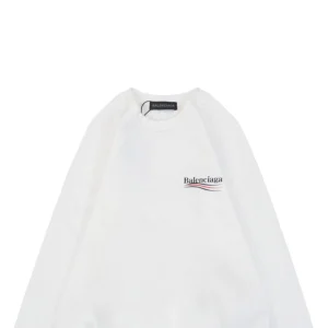 Balenciaga Political Wave Logo Crewneck Sweatshirt White