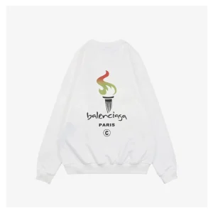 Balenciaga Torch Logo Crewneck Shirt White Back side