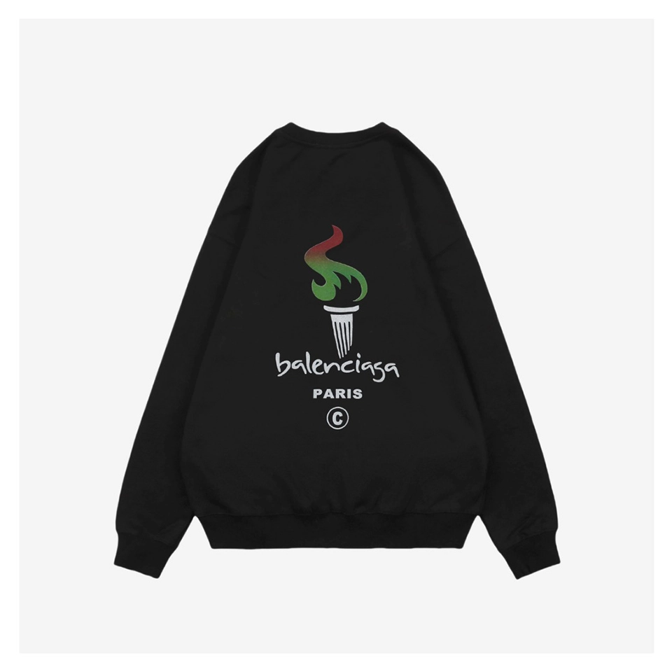 Balenciaga Torch Logo Crewneck Shirt Black Back side