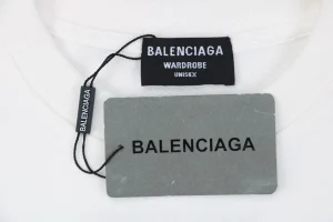 Balenciaga Vertical Multilogo Embroidered Crewneck Shirt White Logo tag