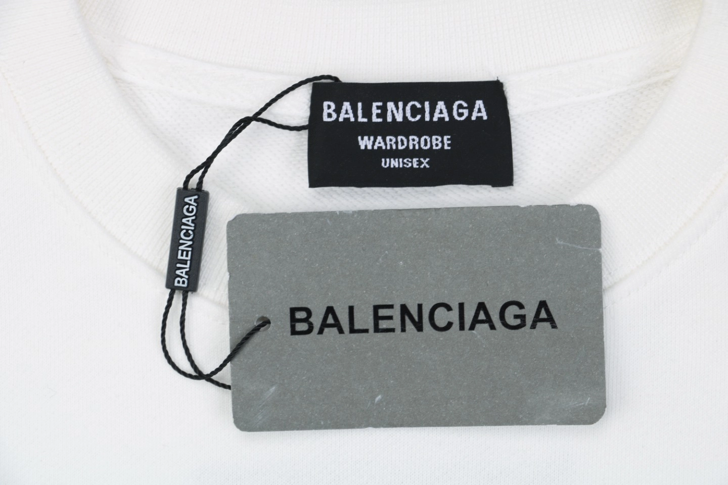 Balenciaga Vertical Multilogo Embroidered Crewneck Shirt White Logo tag