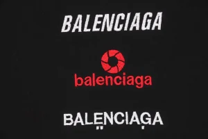 Balenciaga Vertical Multilogo Embroidered Crewneck Shirt Black