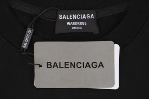 Balenciaga Vertical Multilogo Embroidered Crewneck Shirt Black Logo tag