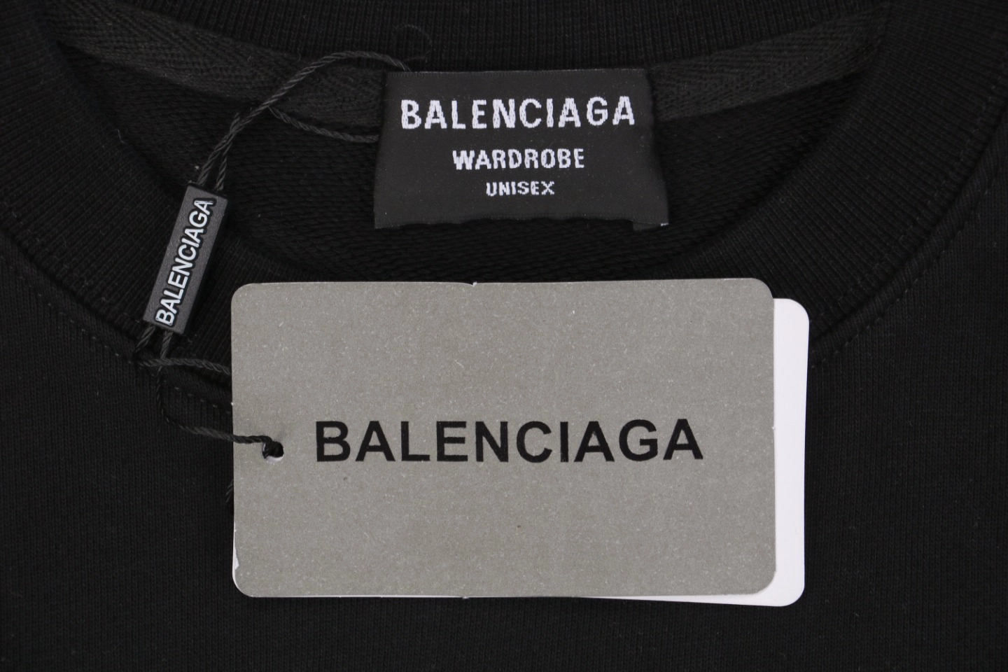 Balenciaga Vertical Multilogo Embroidered Crewneck Shirt Black Logo tag