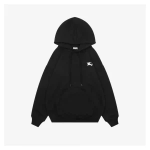 Burberry Equestrian Knight Embossed Logo Hoodie Black Front side