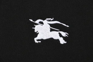 Burberry Equestrian Knight Embossed Logo Hoodie Black Logo