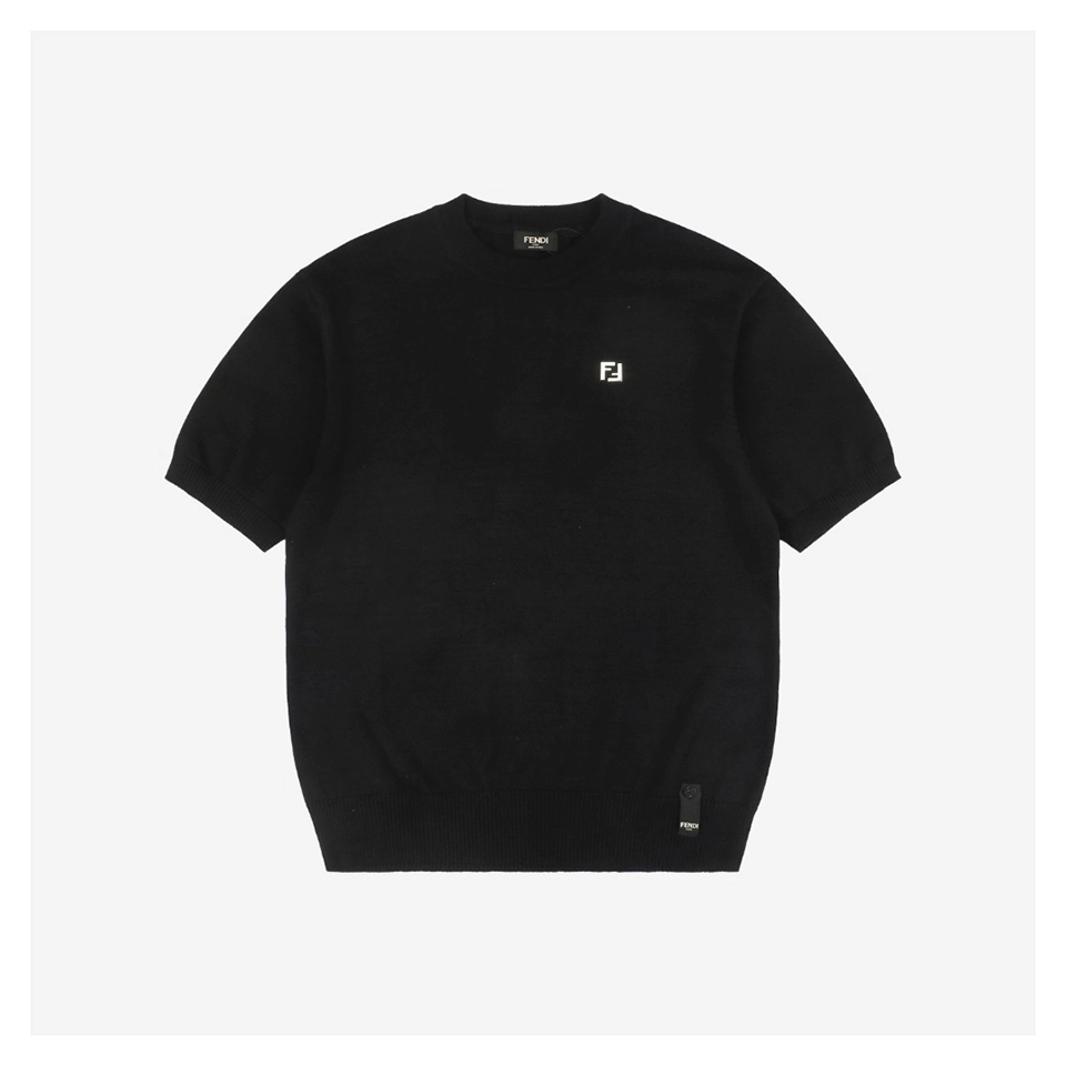 F Metallic Logo Jacquard T-shirt Black Front side