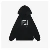 F Mesh Embroidered Logo Hoodie (Black/White)