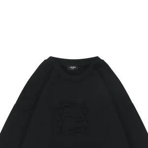 Fendi Tonal Double-F Embossed Crewneck Sweatshirt Black