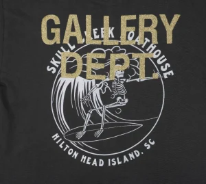 Gallery Dept Skull Surfing Foil Glitter Print Shirt Back side Print