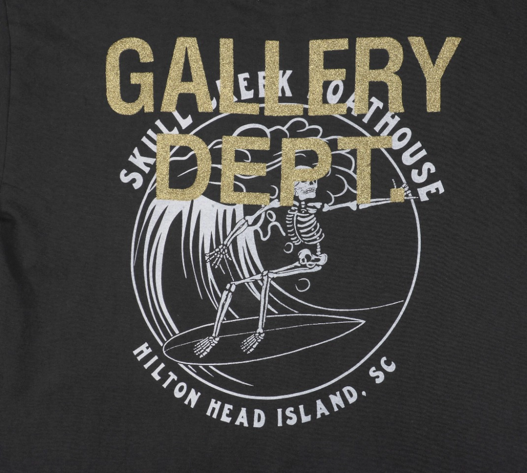 Gallery Dept Skull Surfing Foil Glitter Print Shirt Back side Print