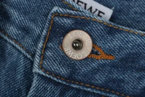 L Anagram Knee Embroidered Denim Pants Button
