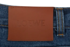 L Anagram Knee Embroidered Denim Pants Logo tag