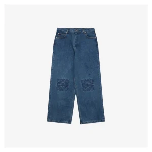 L Anagram Knee Embroidered Denim Pants