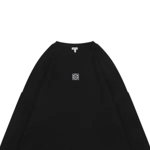 L Small Anagram Embroidery Crewneck Sweatshirt Black