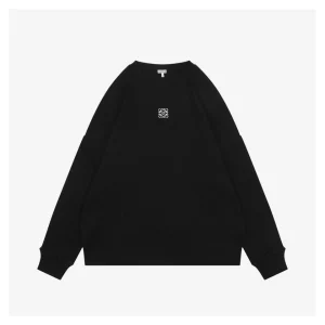 L Small Anagram Embroidery Crewneck Sweatshirt Black