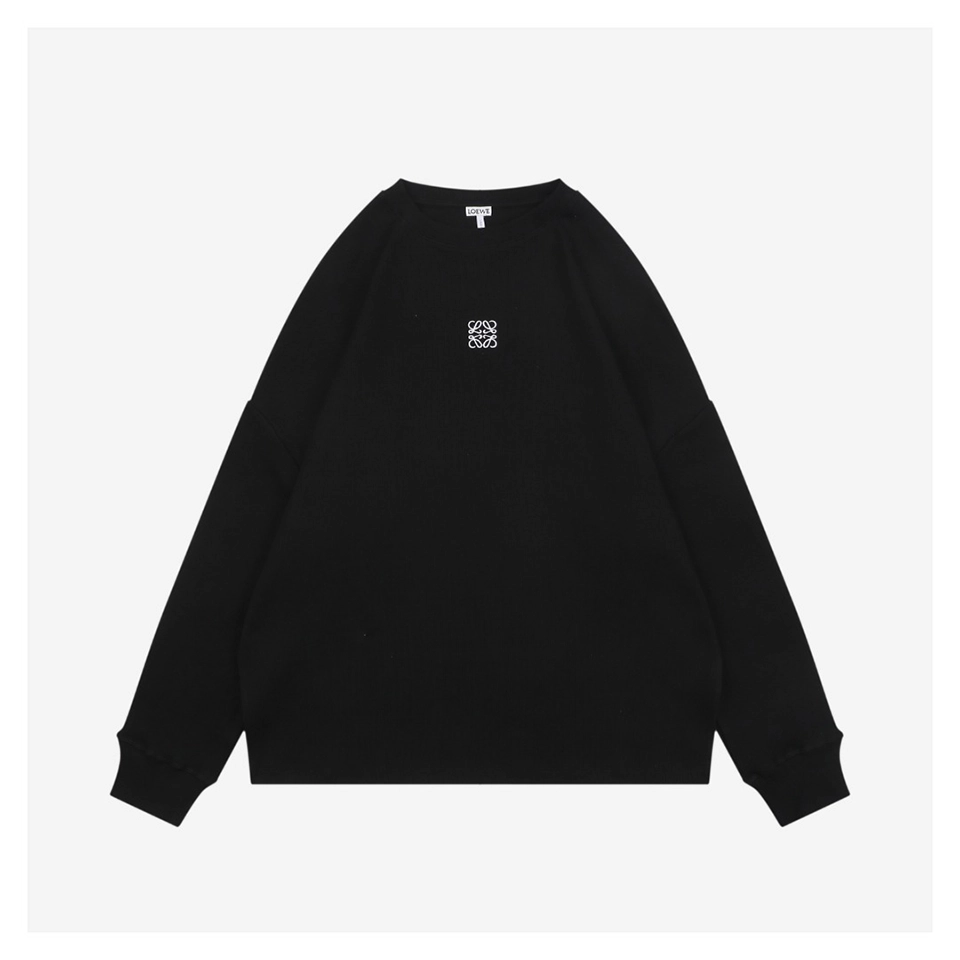 L Small Anagram Embroidery Crewneck Sweatshirt Black