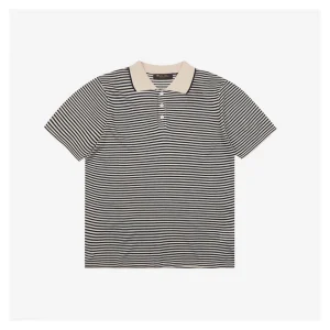 LP Elvo Striped Contrast Collar Knit Polo T-shirt