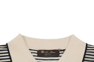 LP Elvo Striped Contrast Collar Knit Polo T-shirt Neckline