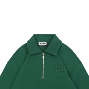 MM Embroidered Half-Zip Sweatshirt Green
