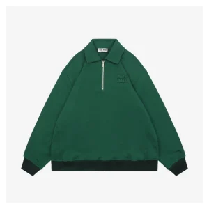 MM Embroidered Half-Zip Sweatshirt Green