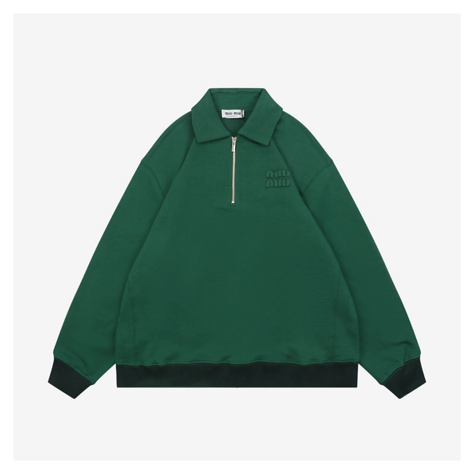 MM Embroidered Half-Zip Sweatshirt Green