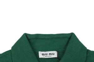 MM Embroidered Half-Zip Sweatshirt Green Neckline