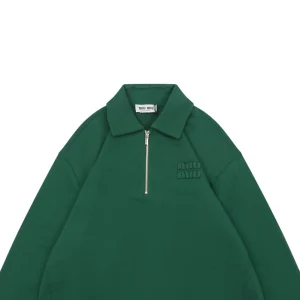 MM Embroidered Half-Zip Sweatshirt Green