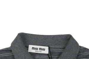 MM Striped Logo Patch Polo Shirt Grey/Black Neckline