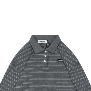 MM Striped Logo Patch Polo Shirt Grey/Black