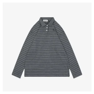 MM Striped Logo Patch Polo Shirt Grey/Black