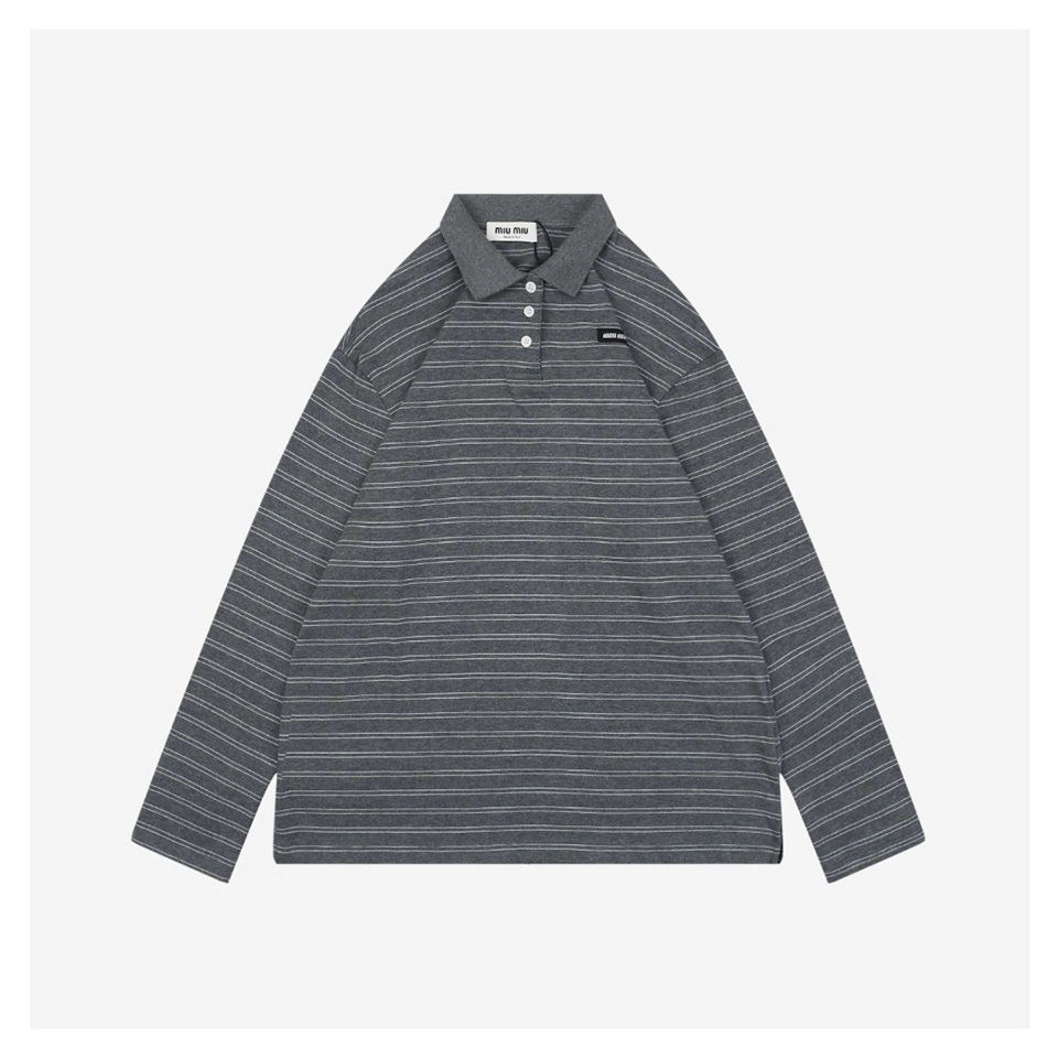 MM Striped Logo Patch Polo Shirt Grey/Black