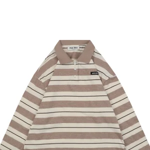 MM Striped Logo Patch Polo Shirt Khaki
