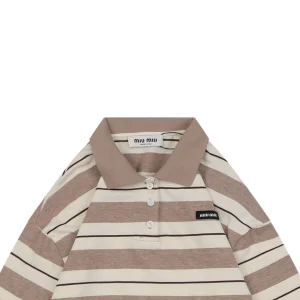 MM Striped Logo Patch Polo Shirt Khaki