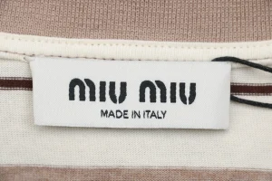 MM Striped Logo Patch Polo Shirt Khaki Logo tag