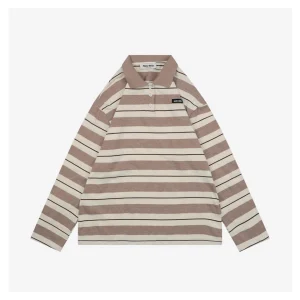 MM Striped Logo Patch Polo Shirt Khaki