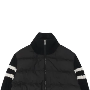 Moncler Double-Stripe Sleeve Panel Down Jacket Black