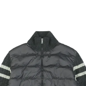 Moncler Double-Stripe Sleeve Panel Down Jacket Grey