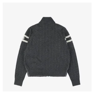 Moncler Double-Stripe Sleeve Panel Down Jacket Grey