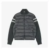 Mxxcler Double-Stripe Sleeve Panel Down Jacket (Grey/Black)