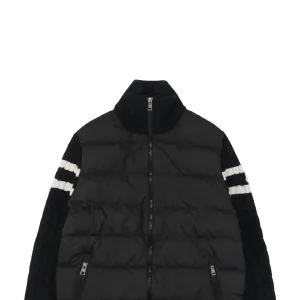 Moncler Double-Stripe Sleeve Panel Down Jacket Black