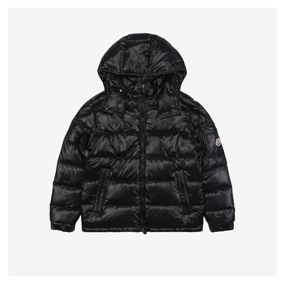 Moncler Maya Logo Patch Hooded Down Jacket