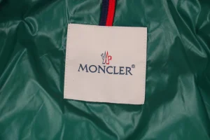 Moncler Maya Long Down Jacket in Black Logo tag